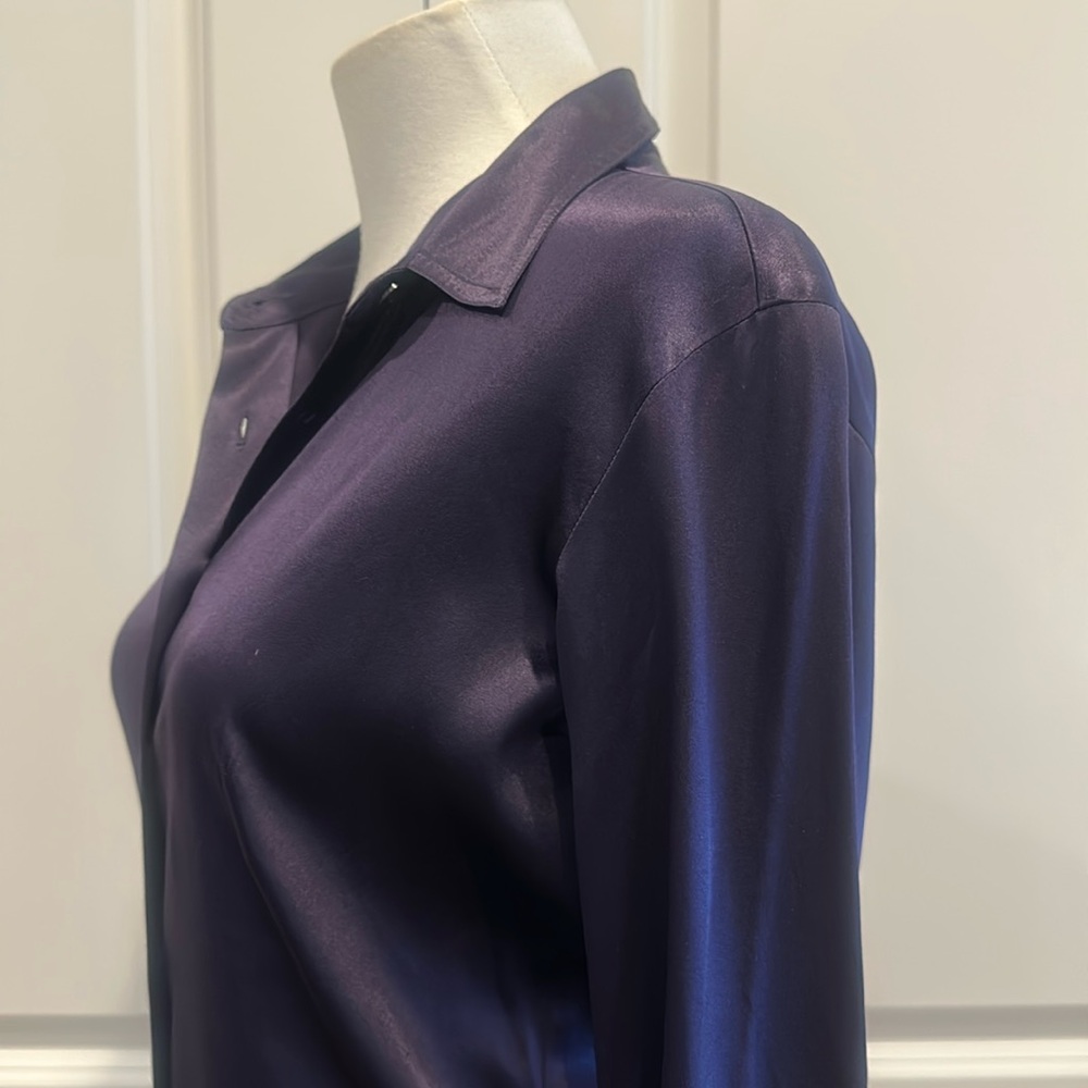 BEBE Purple Silk Blouse Vintage 90s - Picture 2 of 6